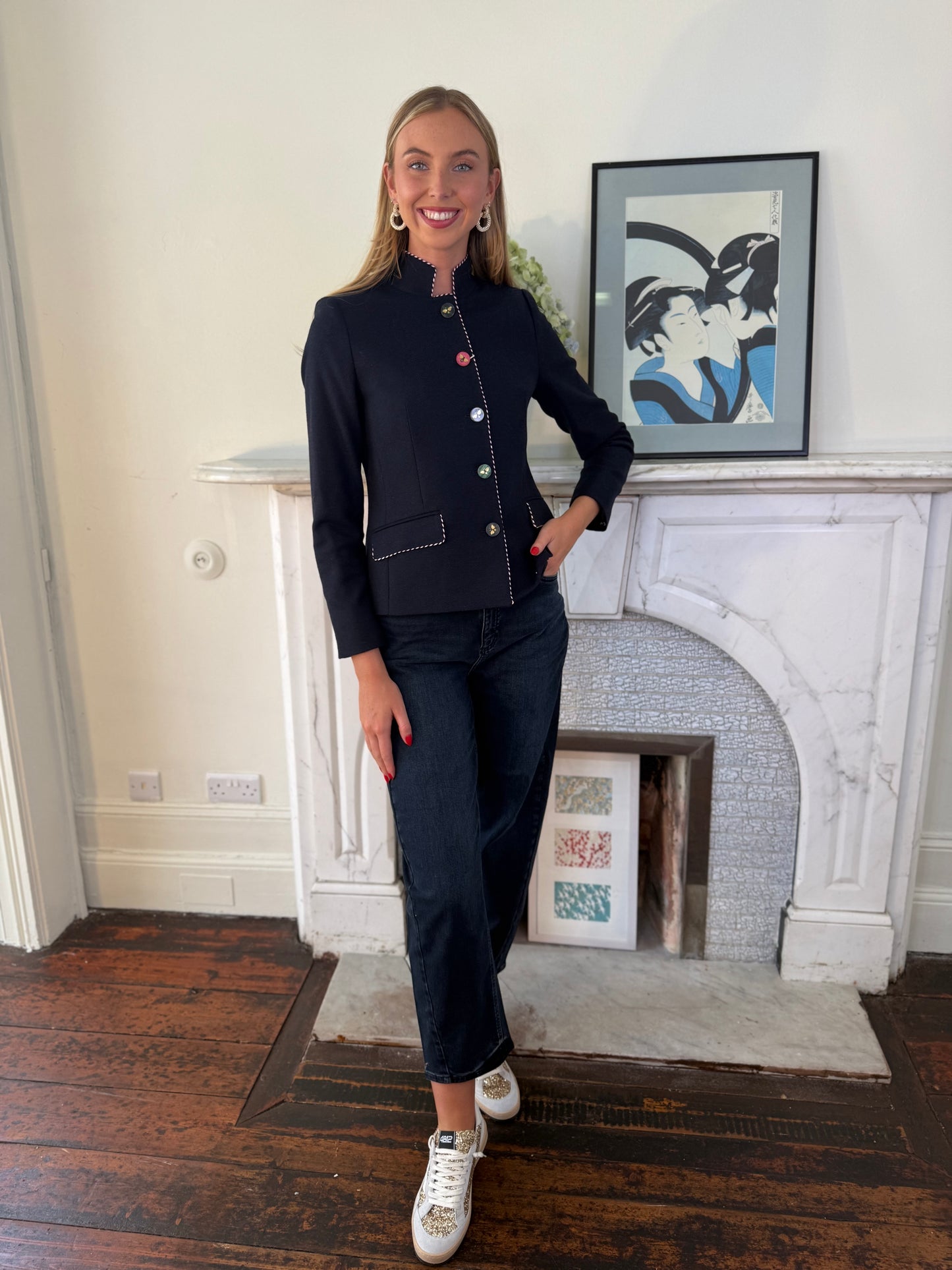 Vilagallo Navy Jacket With Bee Buttons