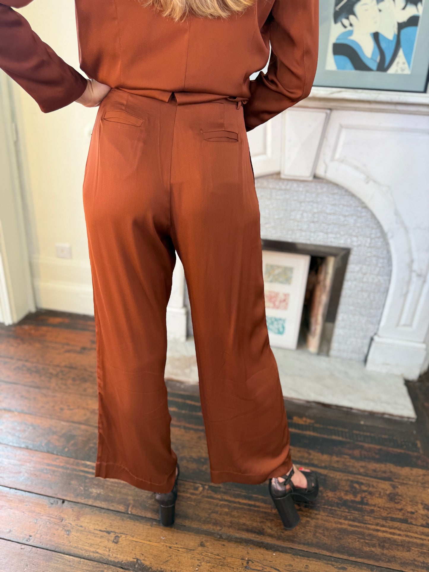 Silk95five Mayfair Silk Trousers in Truffle