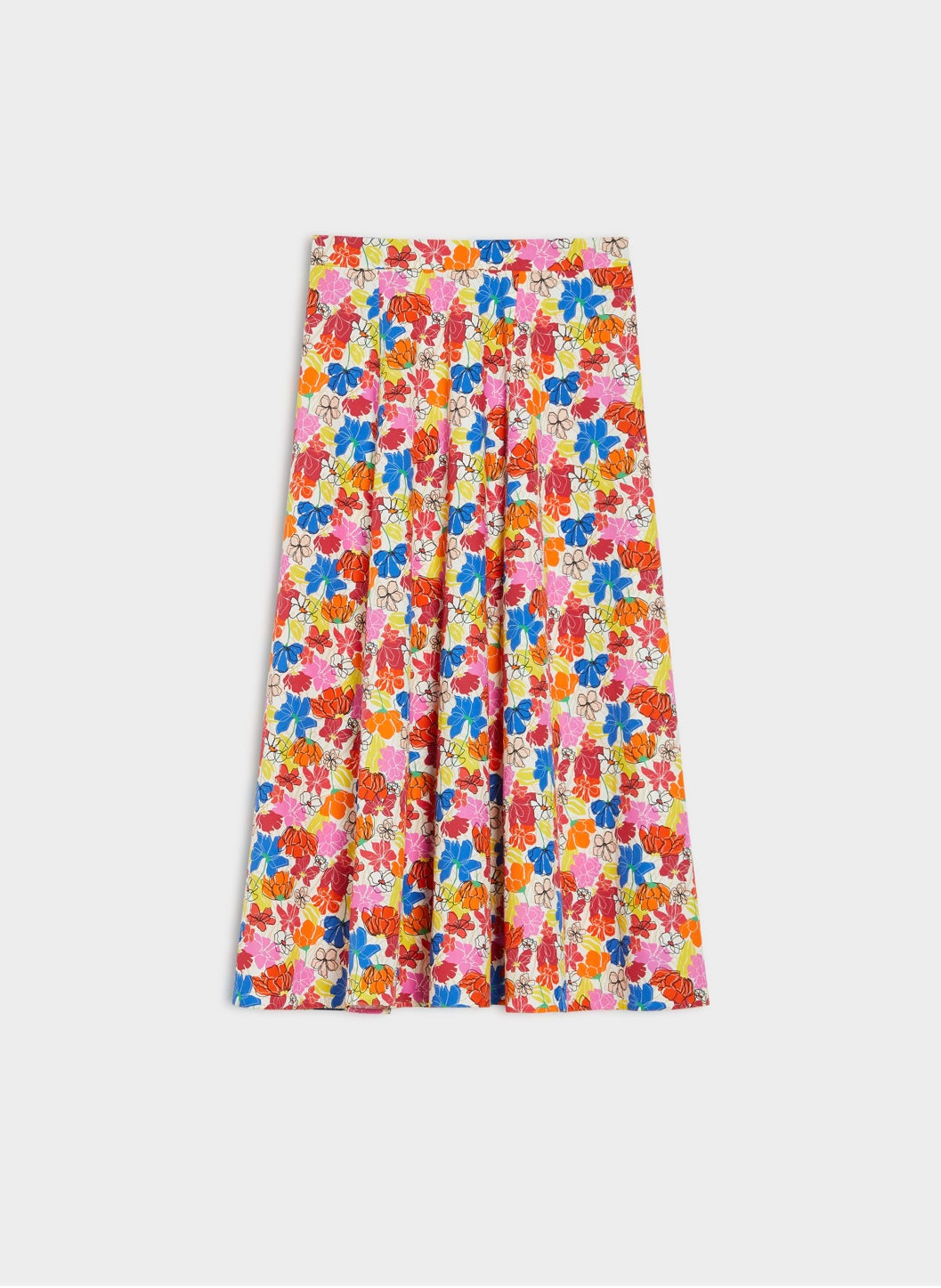 Floral Fit and Flare Skirt In Poplin Cotton
