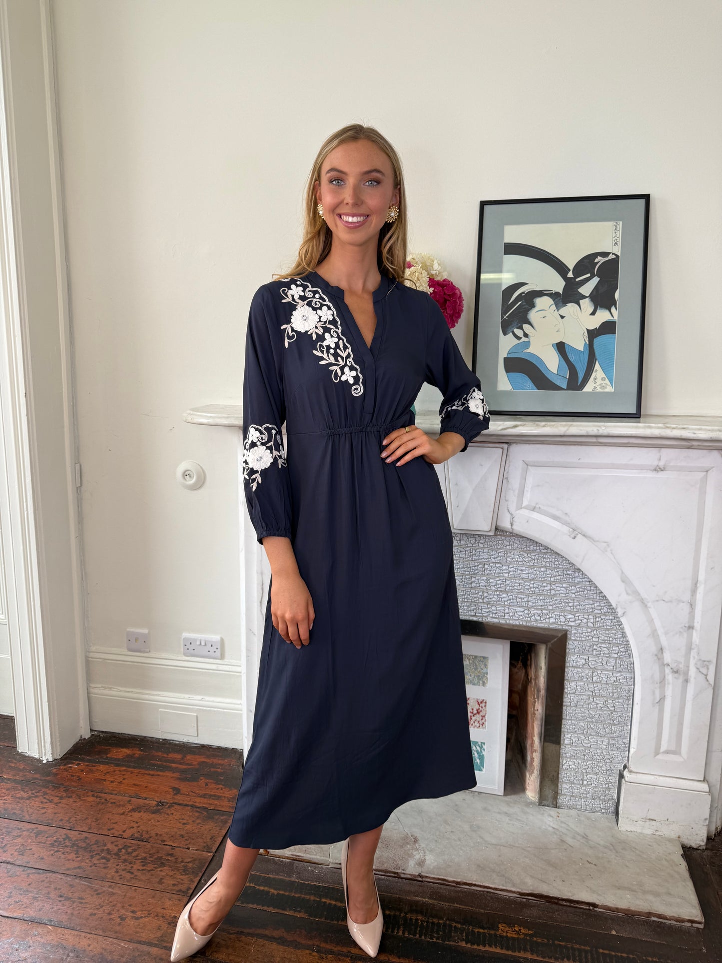 Gustav Navy Hali Long Dress