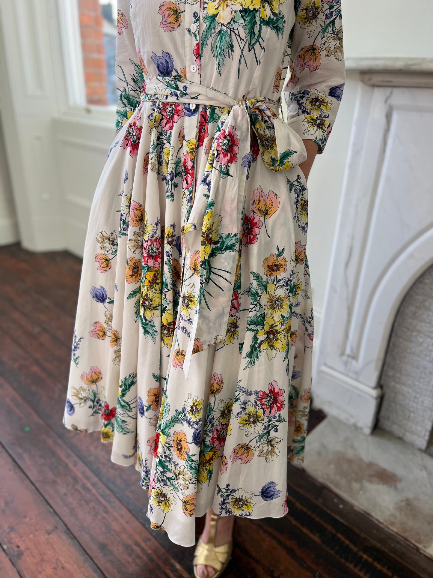 Cotton Chemisier dress with multicolor print