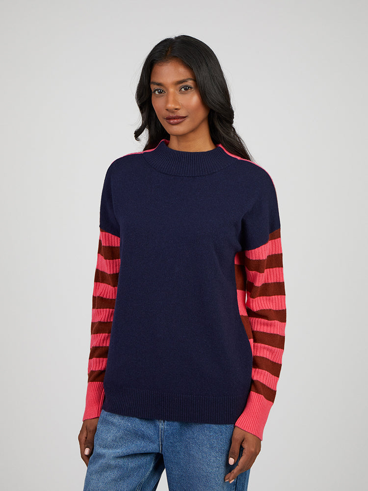 Cocoa Cashmere Dana Jumper Navy Striped