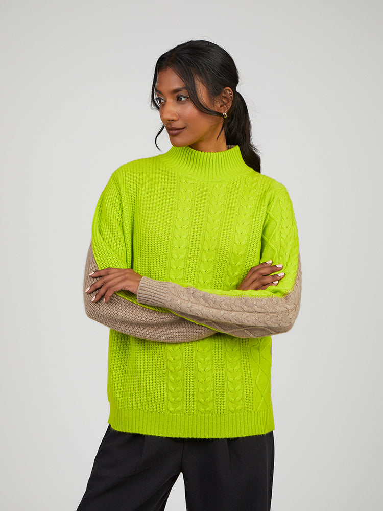 Cocoa Cashmere Whitney Lime and Oatmeal Jumper