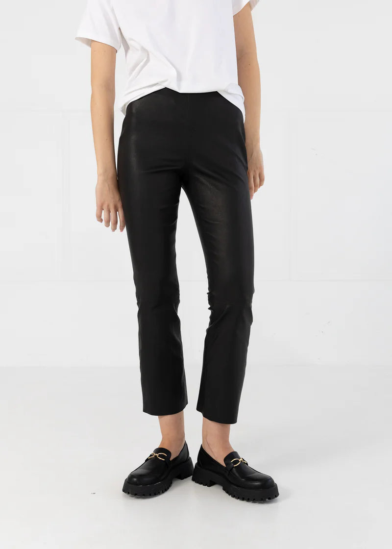 Coster Copenhagen Cropped Black Leather Leggings
