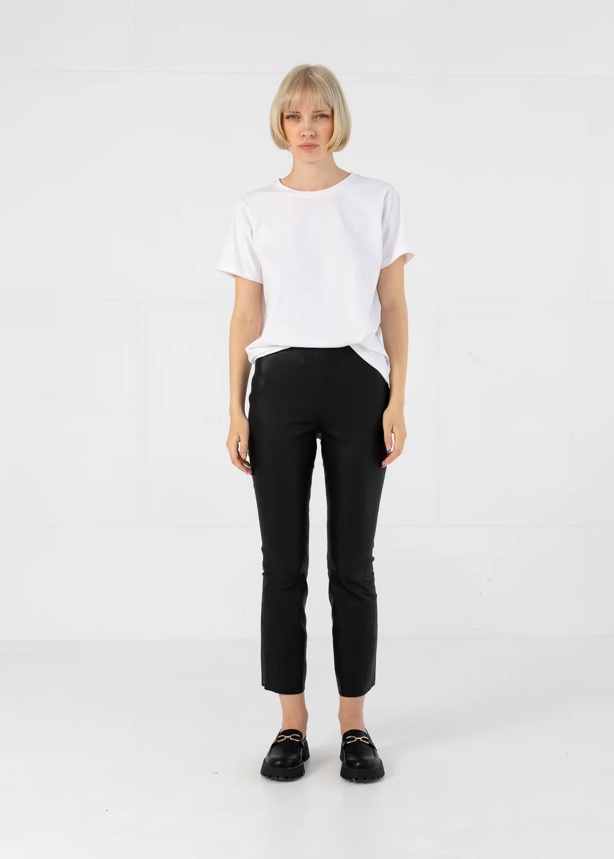 Coster Copenhagen Cropped Black Leather Leggings