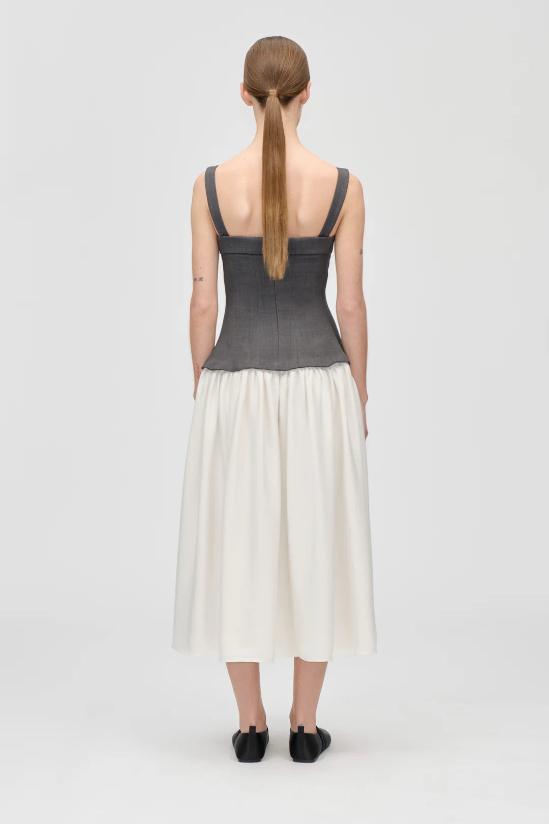 Stine Goya Corset Grey and Cream Midi Dress
