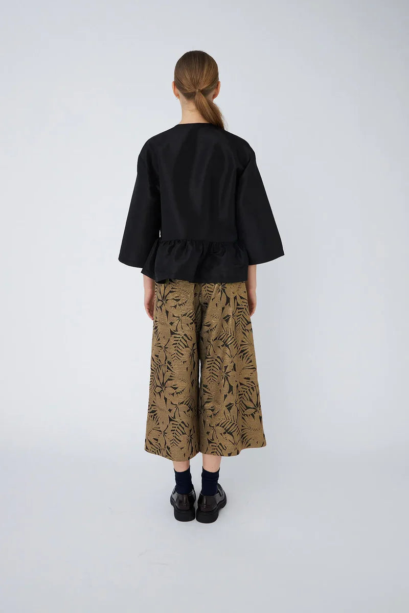 Stella Nova Crisp Peplum Black Bow Blouse