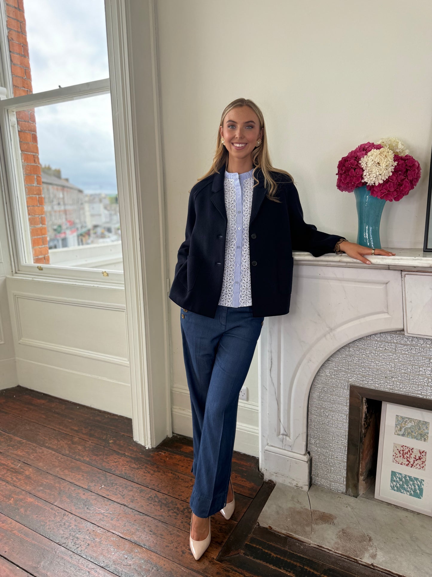 Rosso35 Double Faced Virgin Wool Jacket in Navy