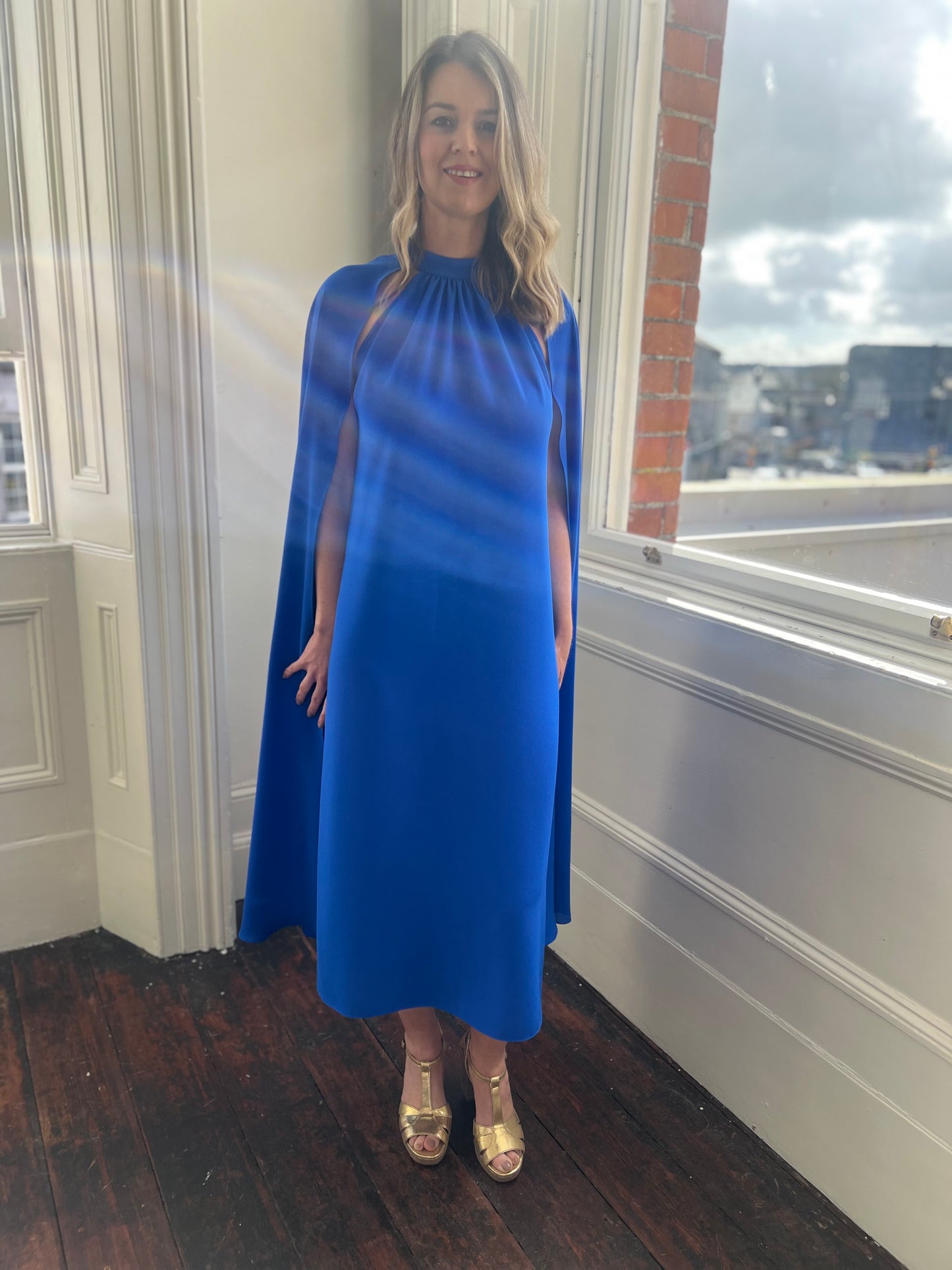 Sapphire Blue Cape Dress