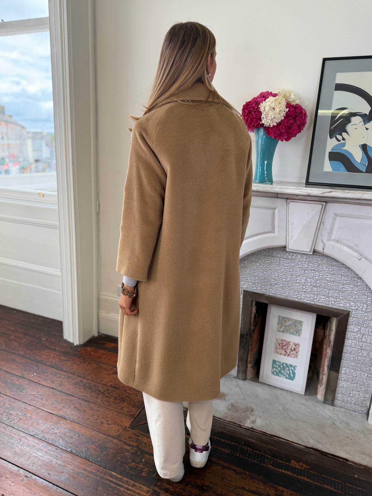Rosso35 Camel Double Breasted Alpaca and Wool Coat