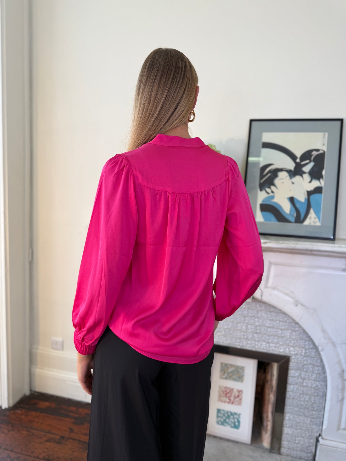 Silk95five Madras Blouse in Hibiscus