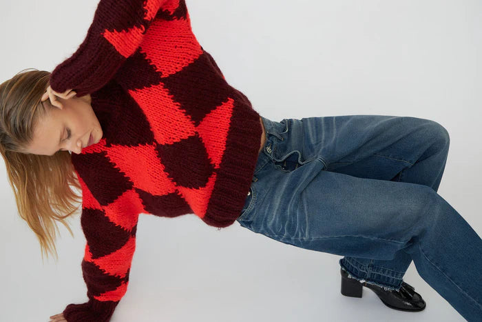Dawnxdare Erica Diamond Sweater Burgundy
