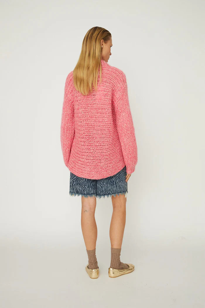 Dawnxdare Barker Long Cardigan-Super Pink