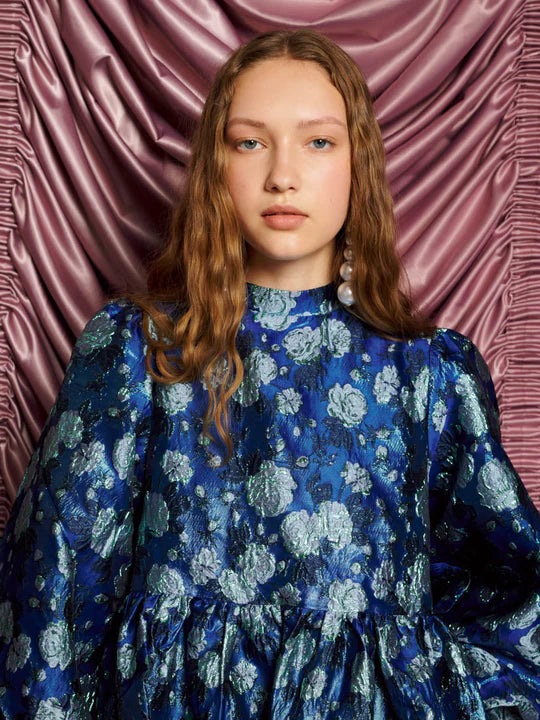 Sister Jane Spotlight Jacquard Mini Dress Royal Blue