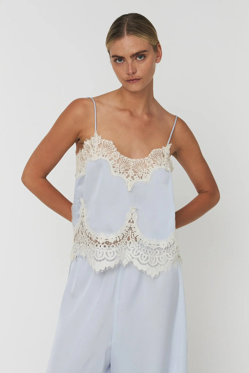 Stella Nova Delicate Lace Top - Dust Blue