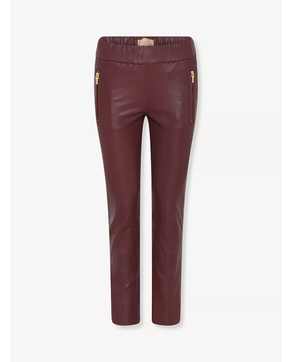 Gustav Doa 7/8 Flare Maroon Leather Pants