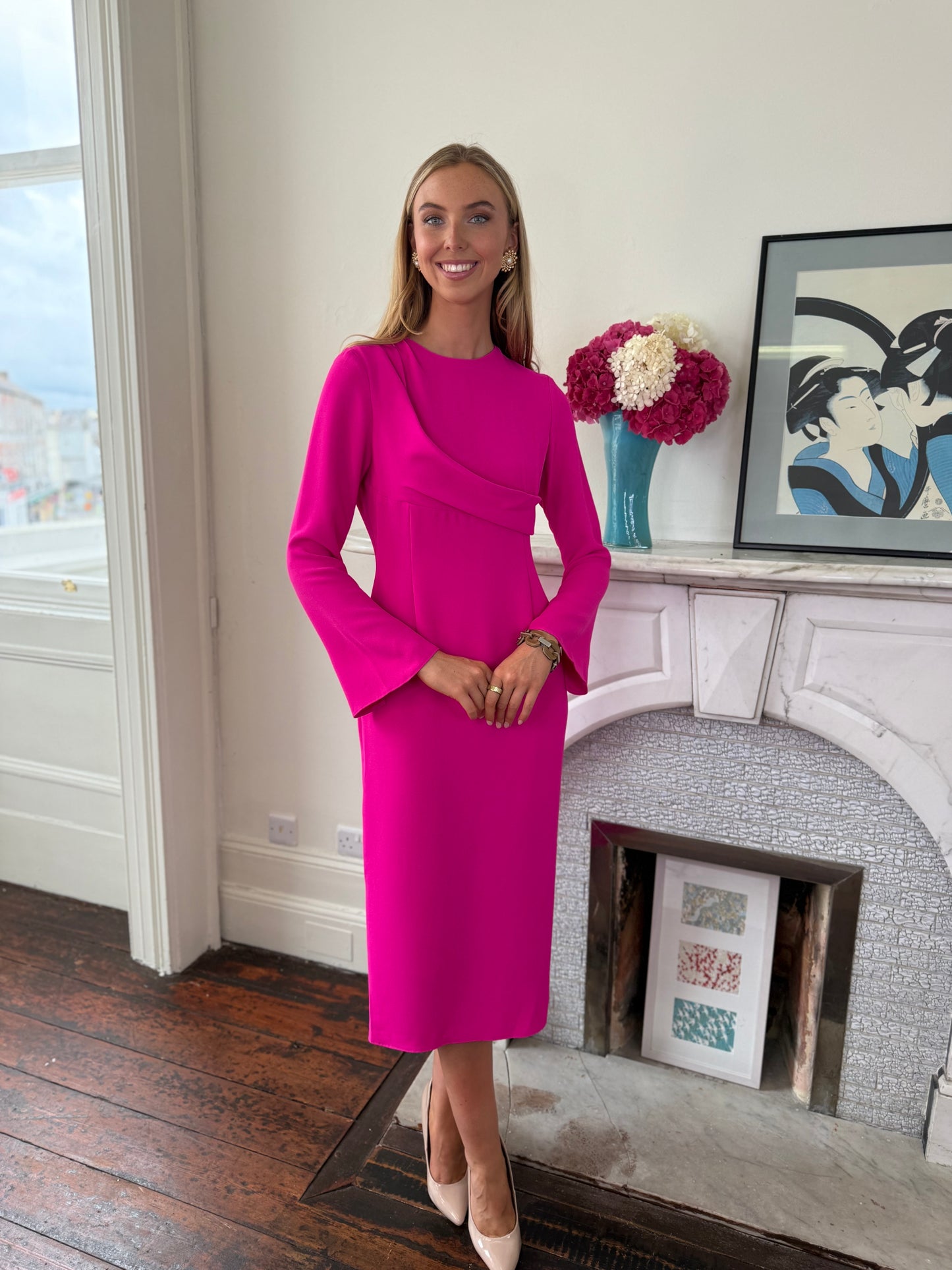 Kameya Fitted Dress with Drape Detail