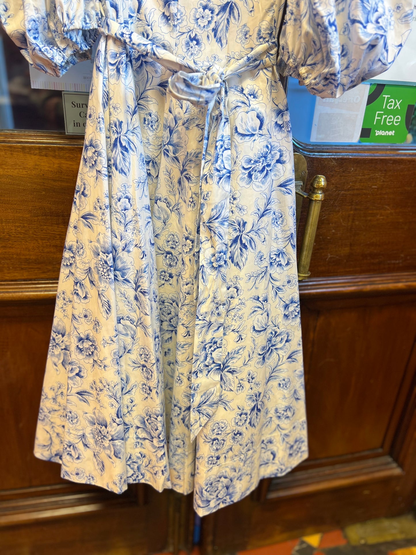 Floral Print Tea Length Dress Full Skirt