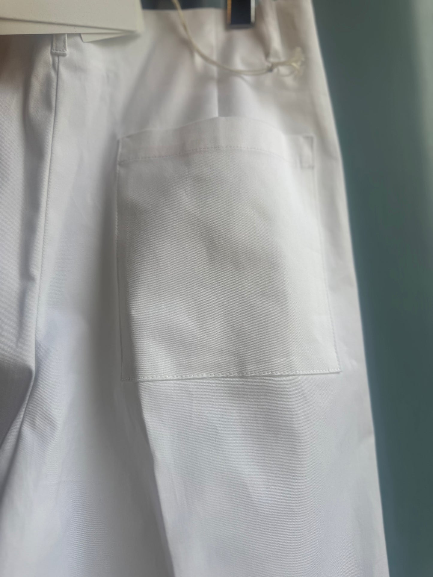 Beatrice B White Poplin Cotton Structured Trousers with Wide Turn up