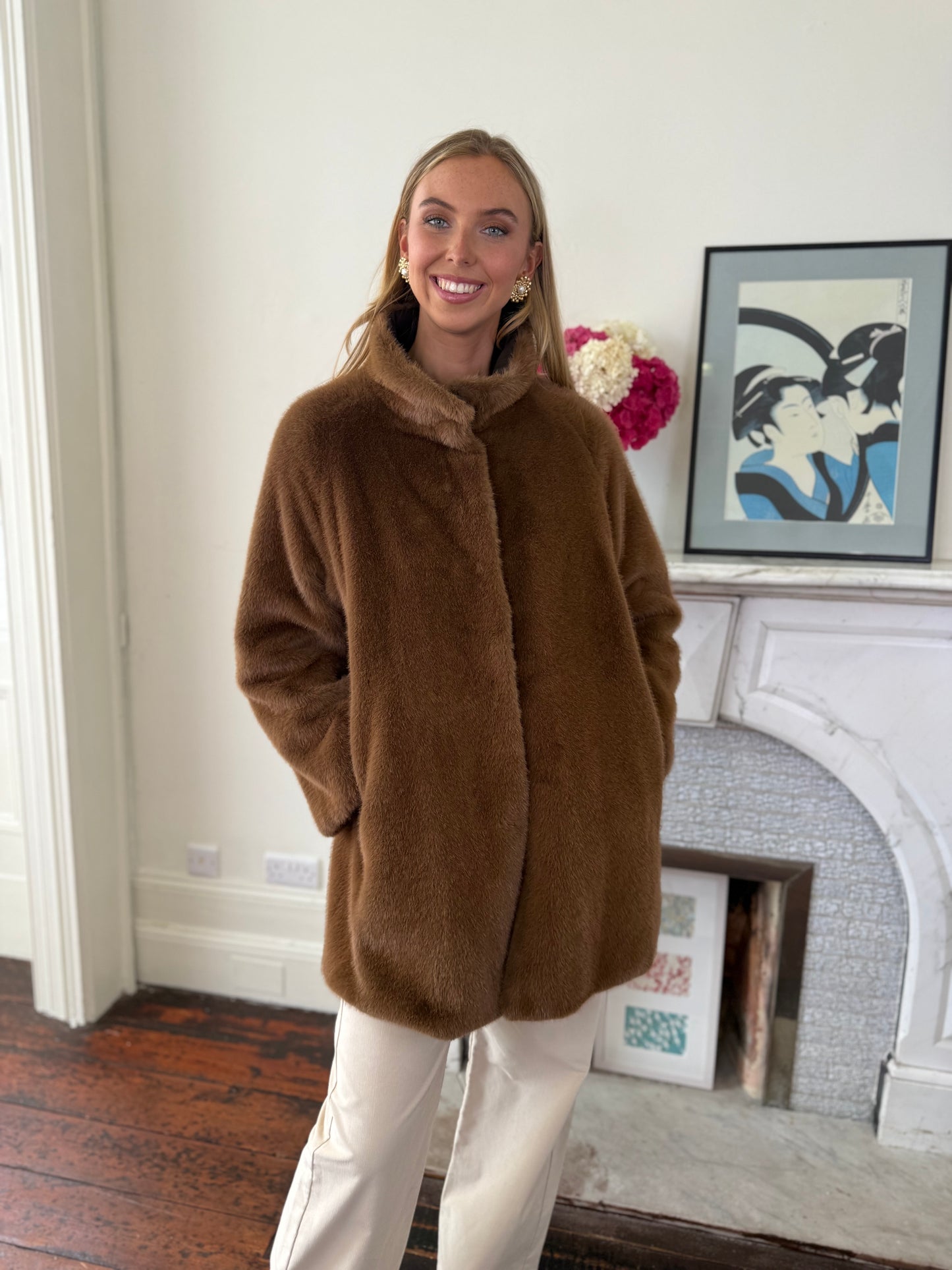 Rosso35 Hazelnut Faux Fur Reversible Coat
