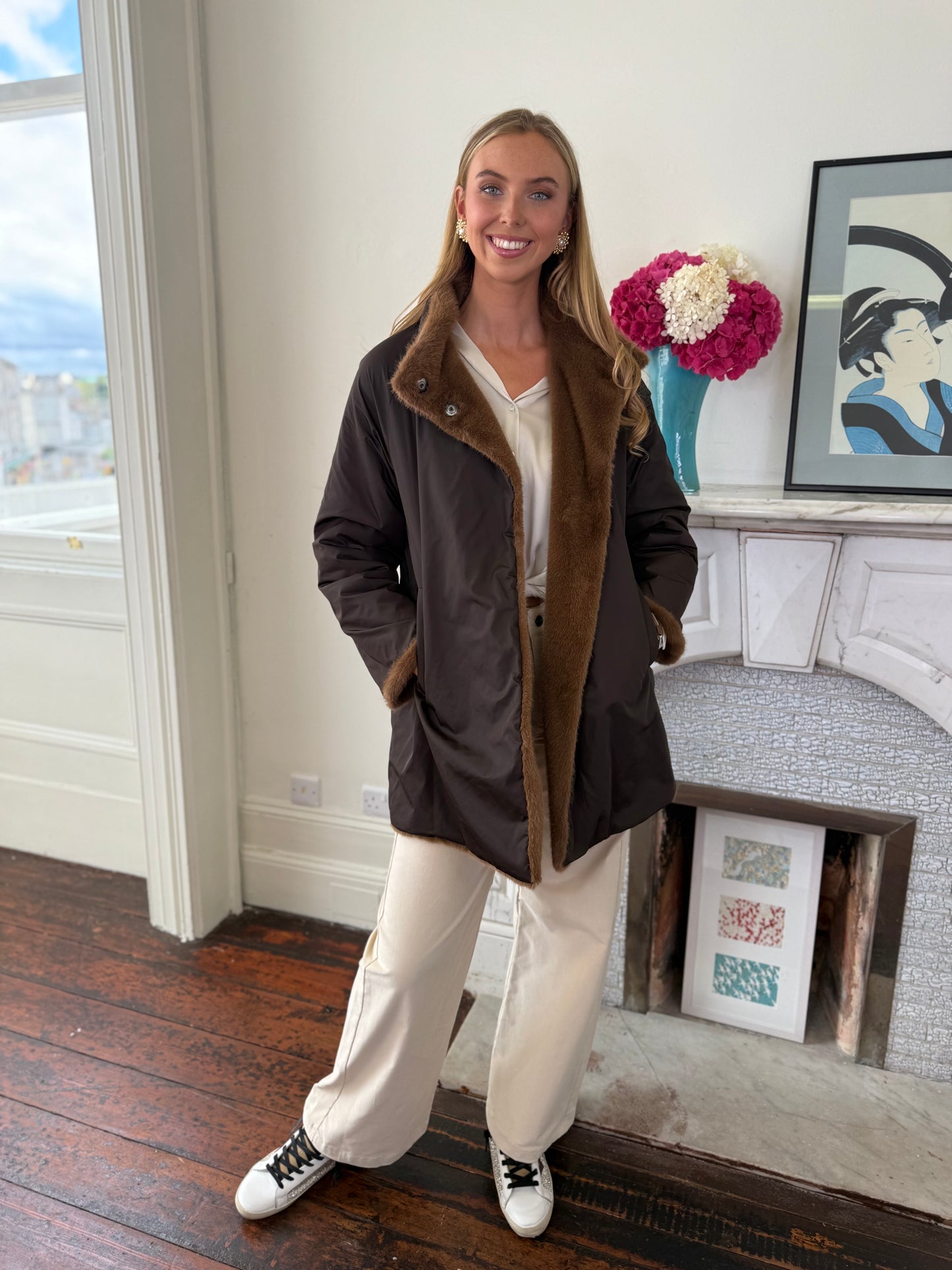 Rosso35 Hazelnut Faux Fur Reversible Coat