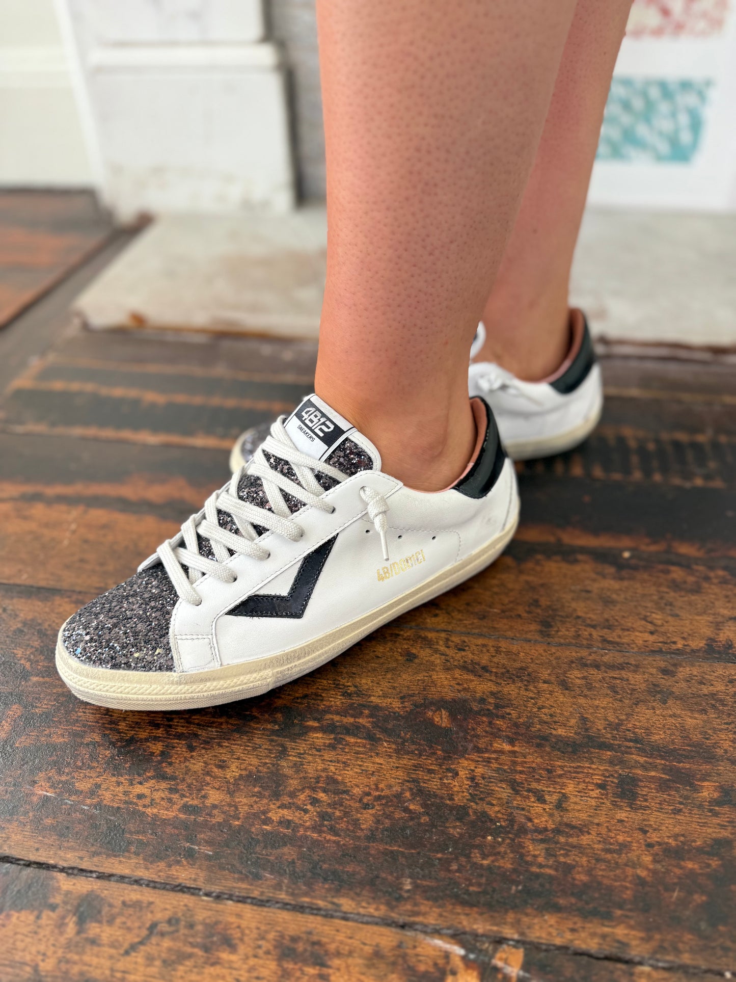 4B12 Supreme Shoe in Champagne Silver and Leopard