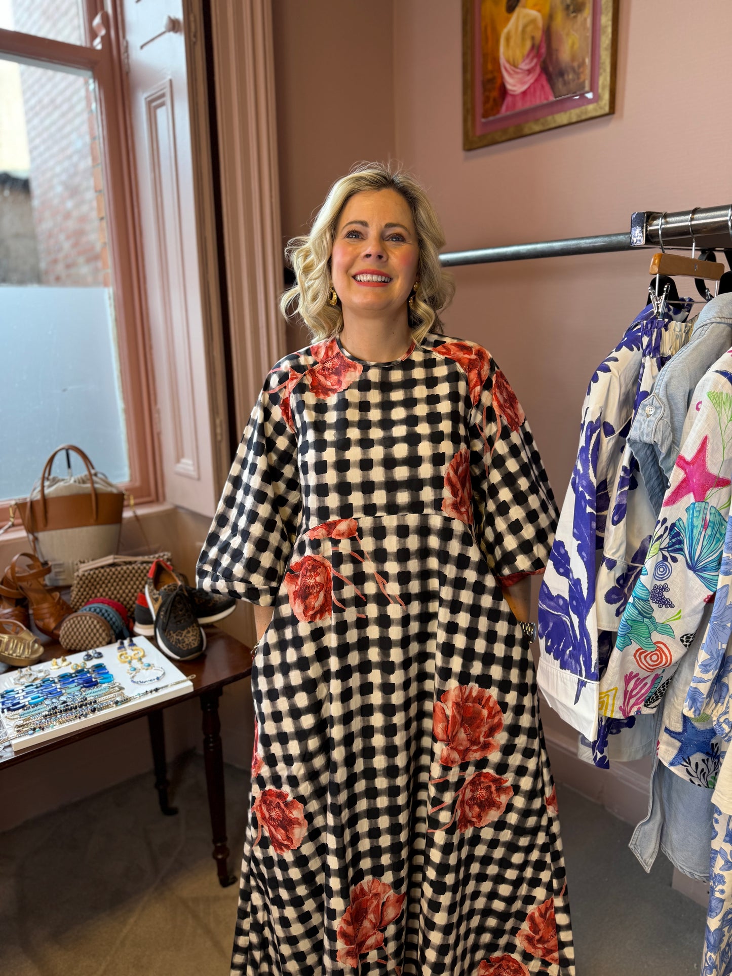 Moon And Mellow Gingham Poppy Maxi Dress