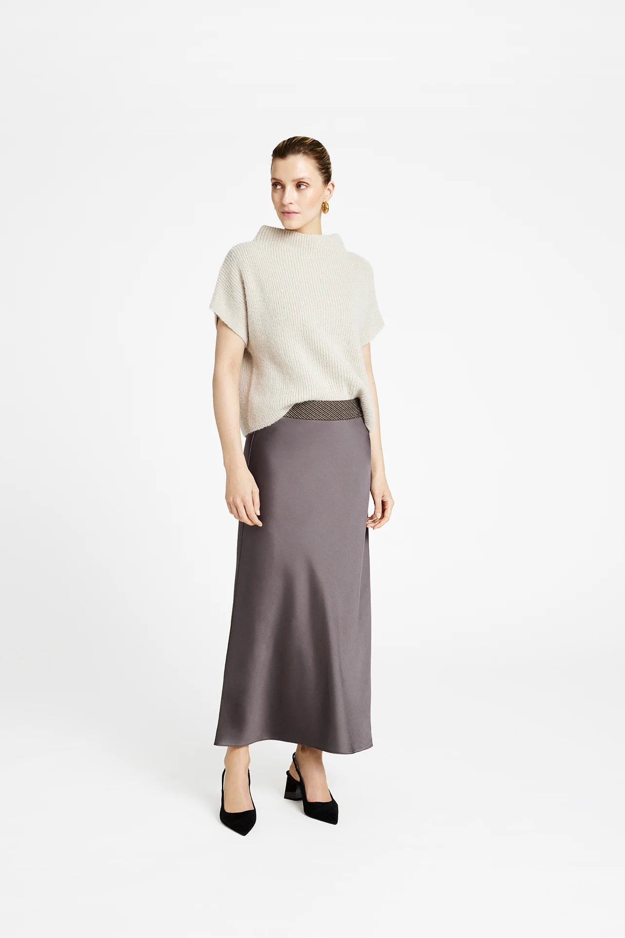 Gustav Eily Taupe Brown Bias Cut Long Skirt