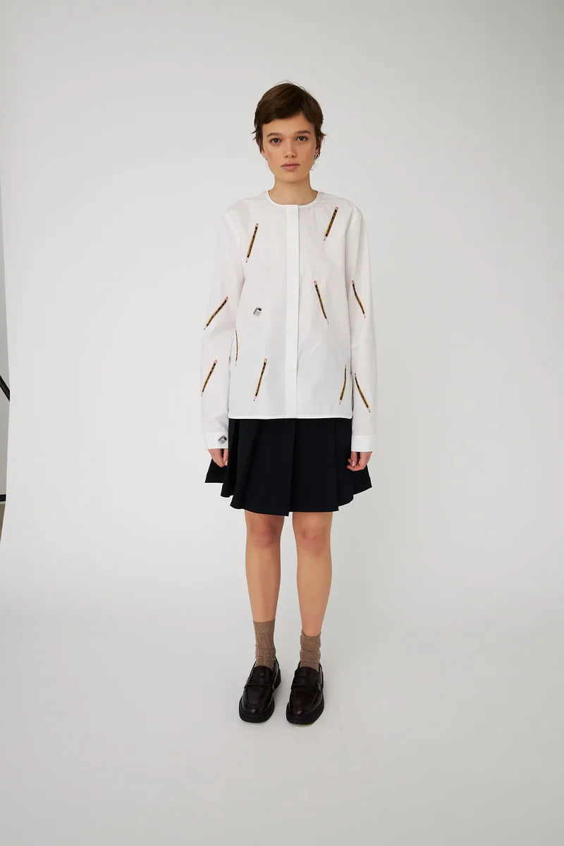 Stella Nova White Embroidered Bow Shirt