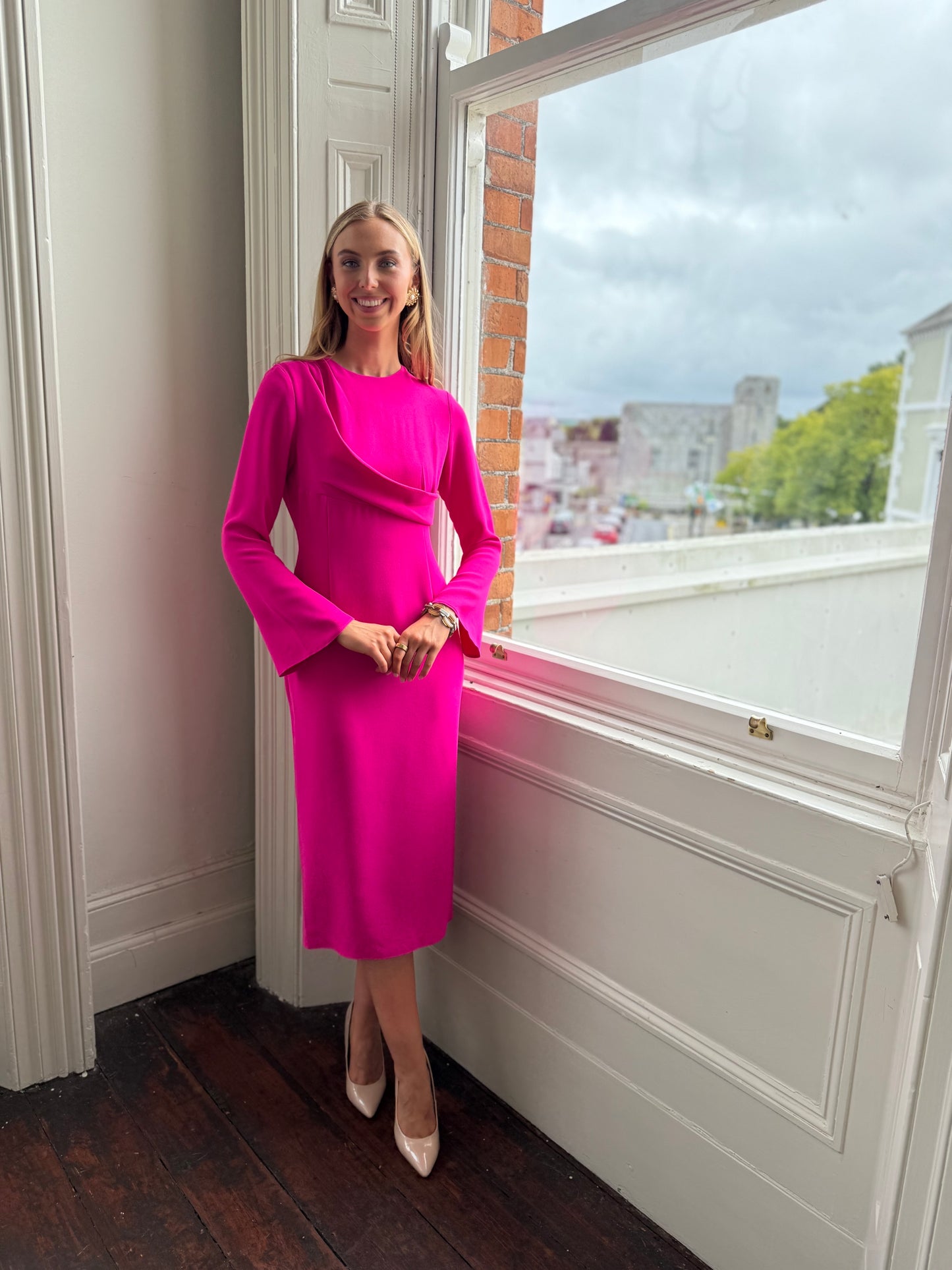 Kameya Fitted Dress with Drape Detail