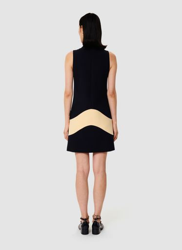 Tara Jarmon Navy and Buttermilk Cream 60's Inspired Sleeveless Shift Dress
