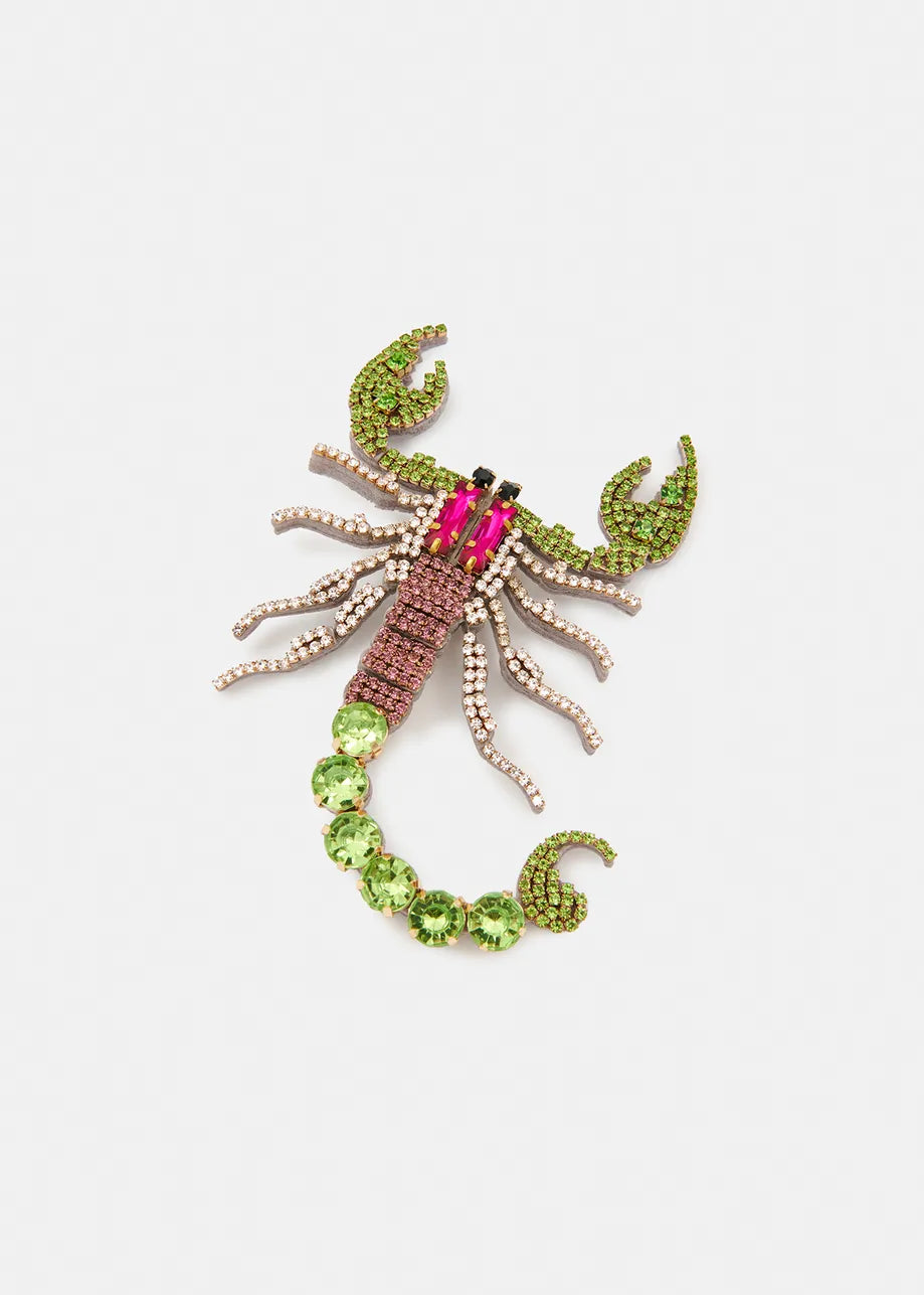 Flaunt Green Pink And White Rhinestone Brooch