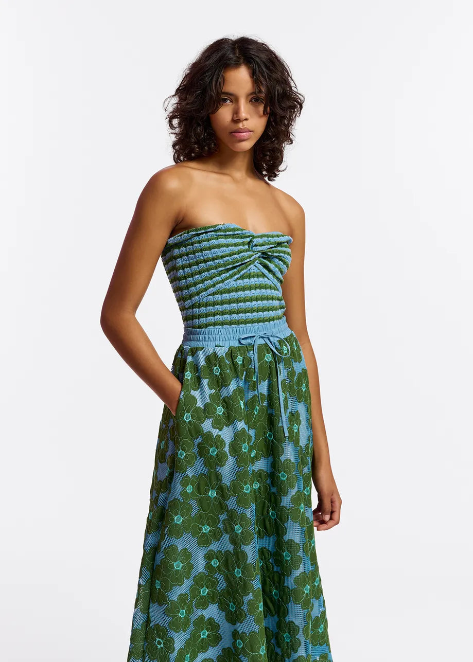 Fluoride Strapless Green And Blue Knit