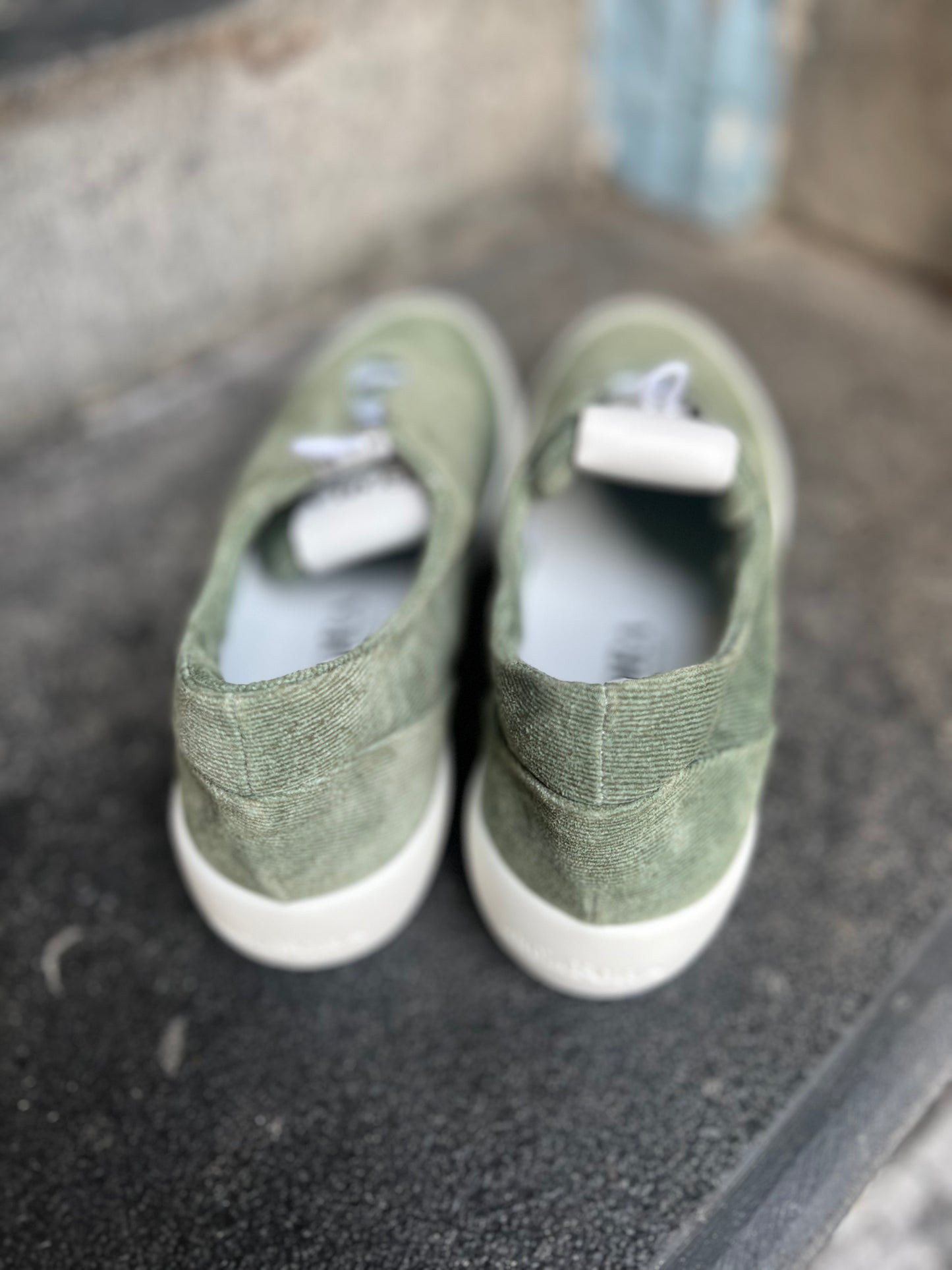 Nina Suede Denim Military Trainers with White Sole