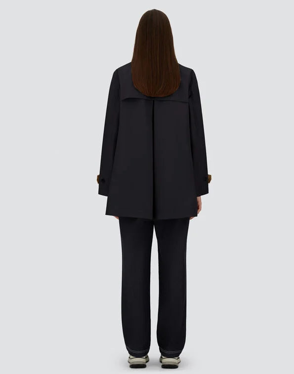 Herno Trench Car Coat In Navy and Monogram Trim