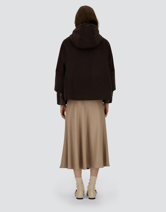 Herno Rich Chocolate Brown 100% Cashmere Jacket with Hood with Quilted Insert