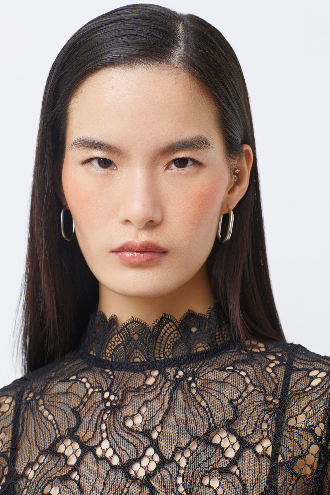 Suncoo Cara Black Lace Shift Dress
