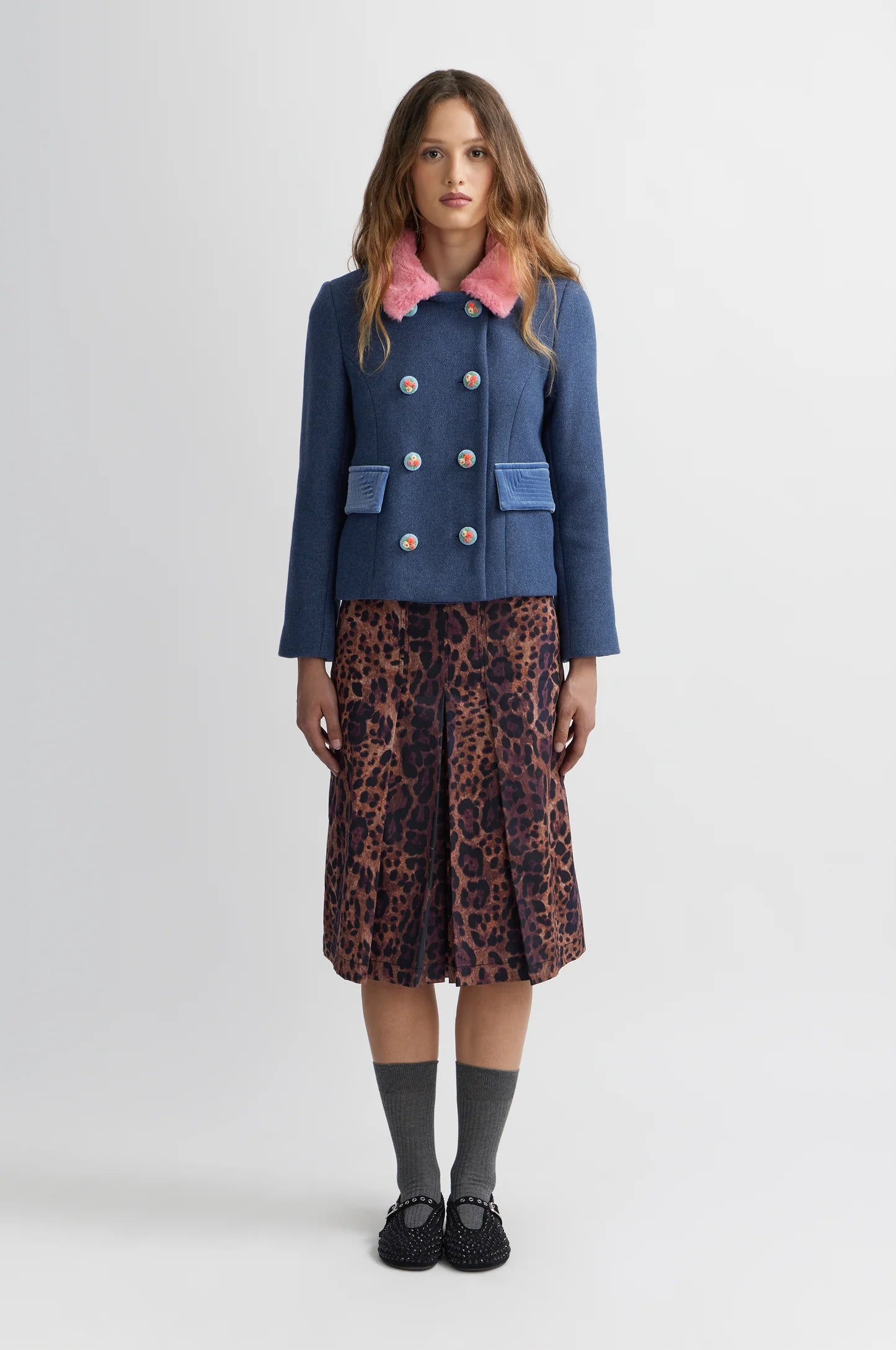 Manoush Blue Wool Claudi Jacket