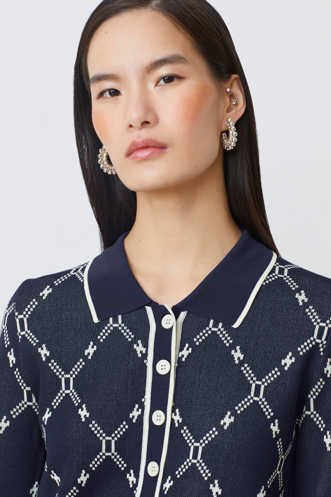 Suncoo Palmaros Navy Print Cardigan