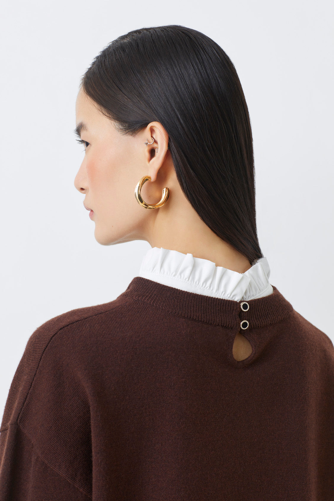 Suncoo Picola Knit in Prune with White Detachable White Collar