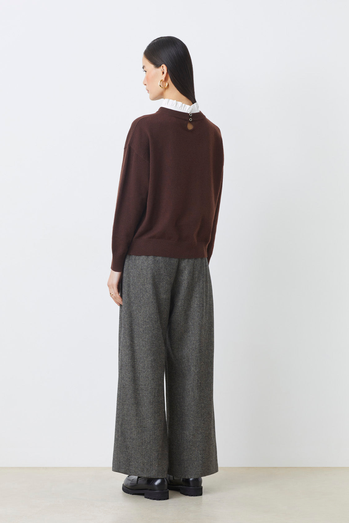 Suncoo Picola Knit in Prune with White Detachable White Collar