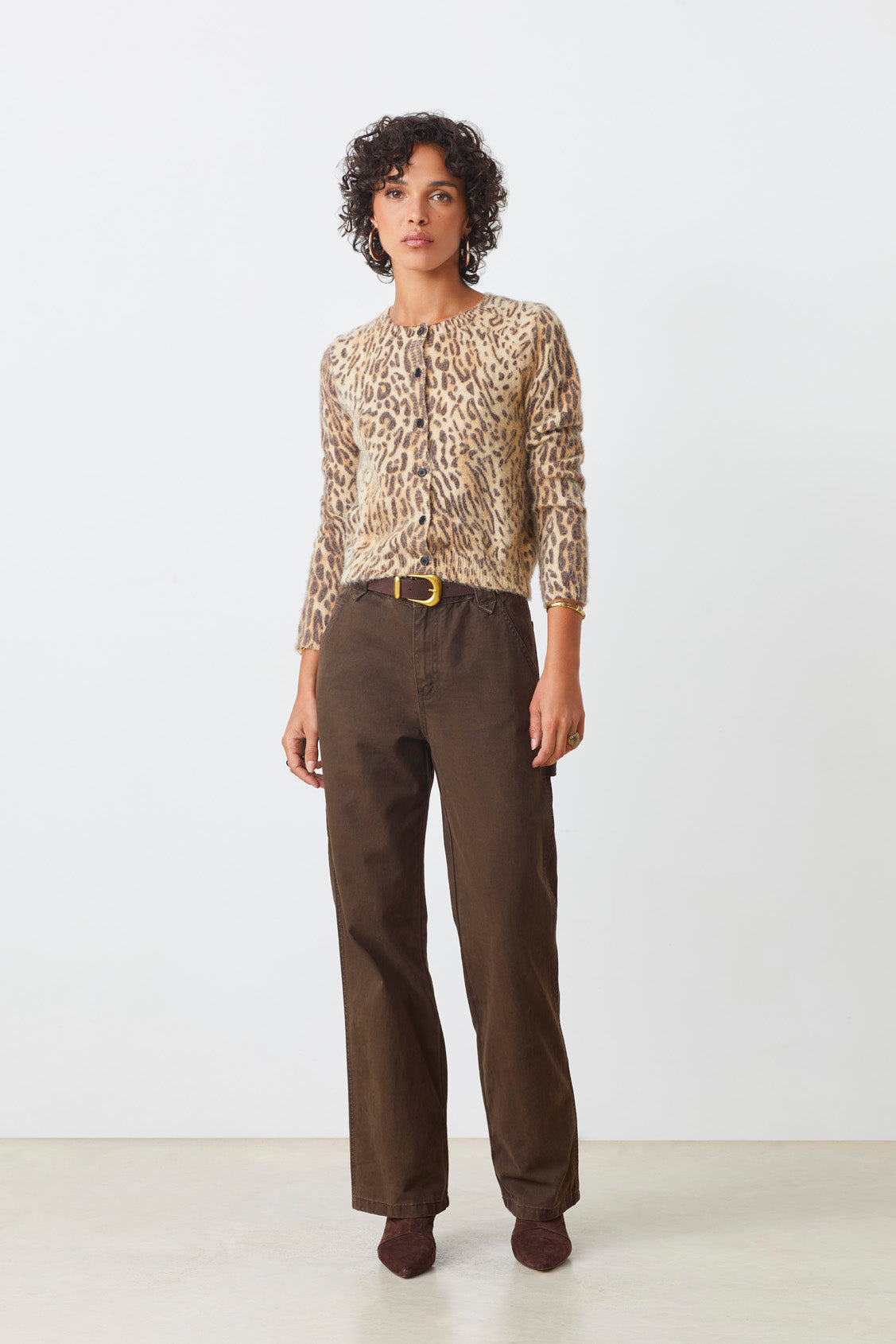 Suncoo Gacia Leopard Print Knit Cardigan