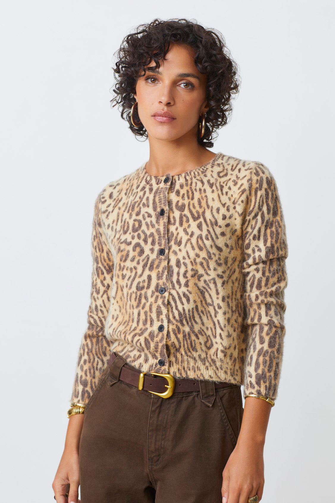Suncoo Gacia Leopard Print Knit Cardigan