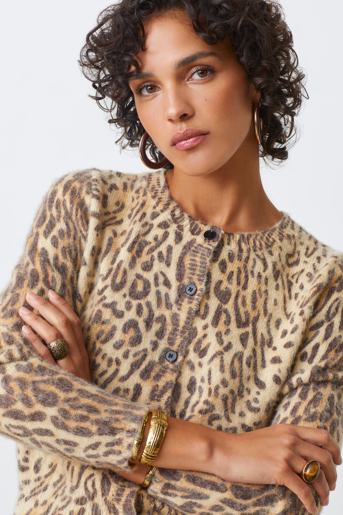Suncoo Gacia Leopard Print Knit Cardigan