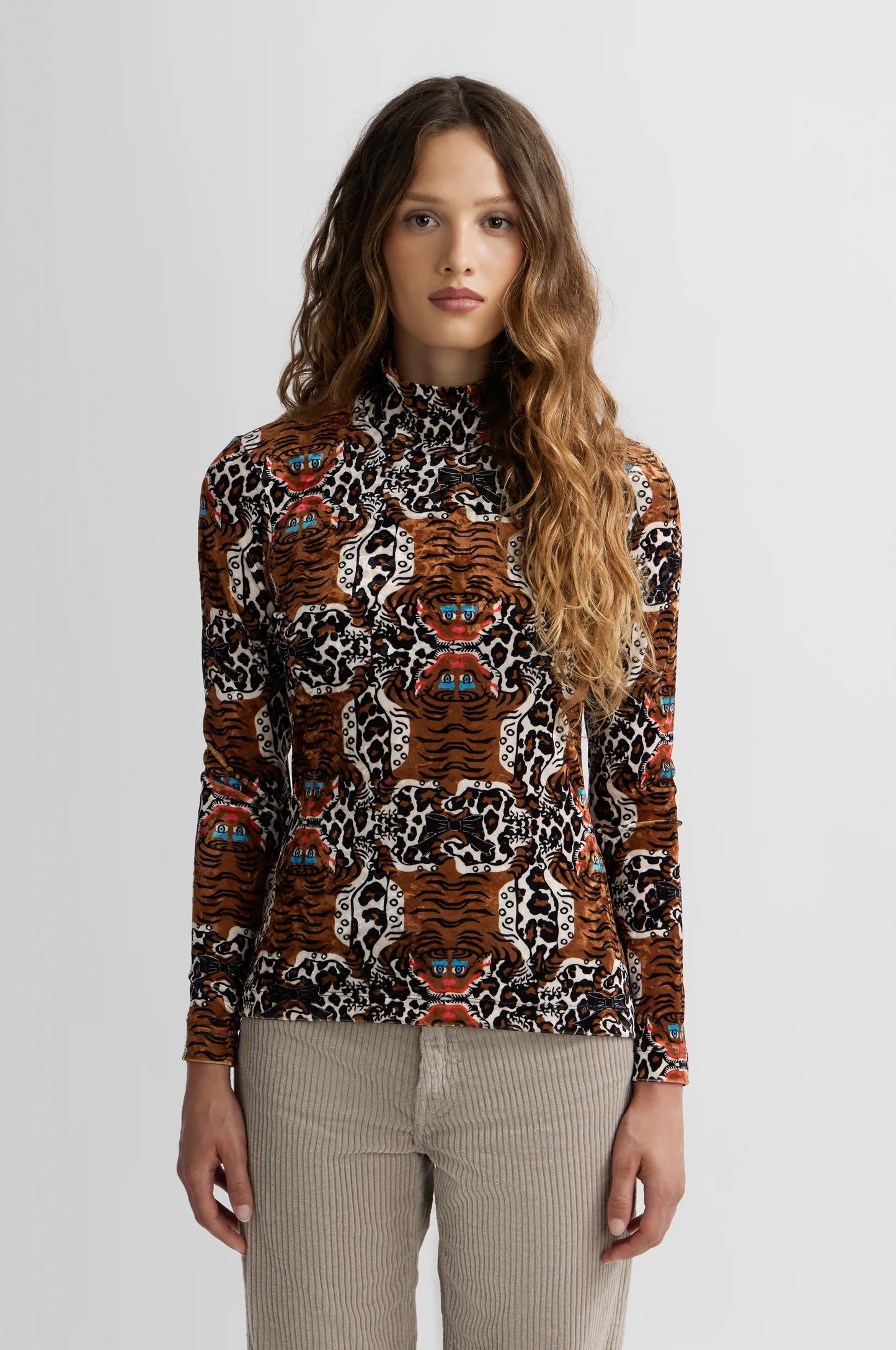 Manoush Leopard Print Velour Top