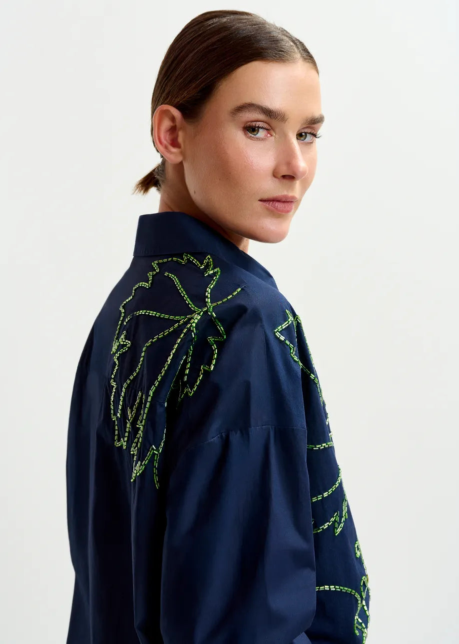 Essentiel Antwerp Illegal Embellished Shirt Navy