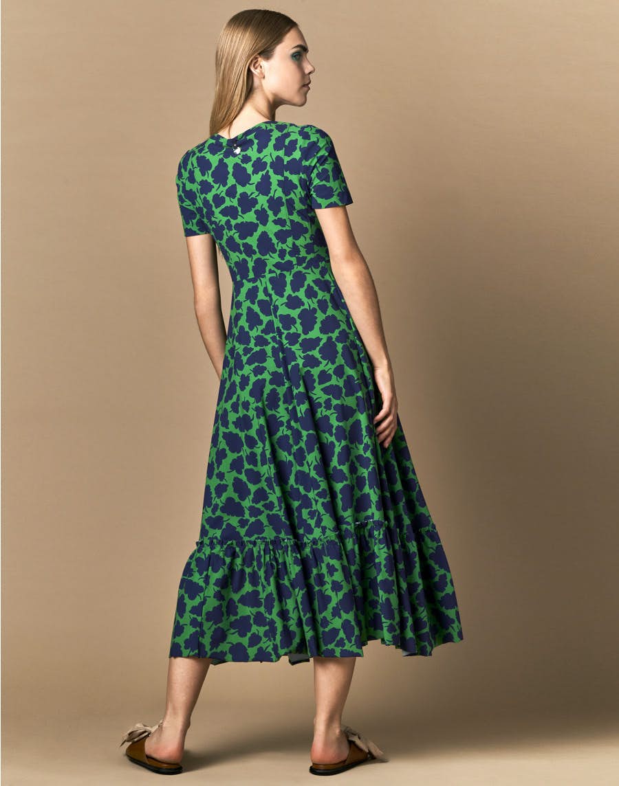 Fantastic Navy And Green Print Dress