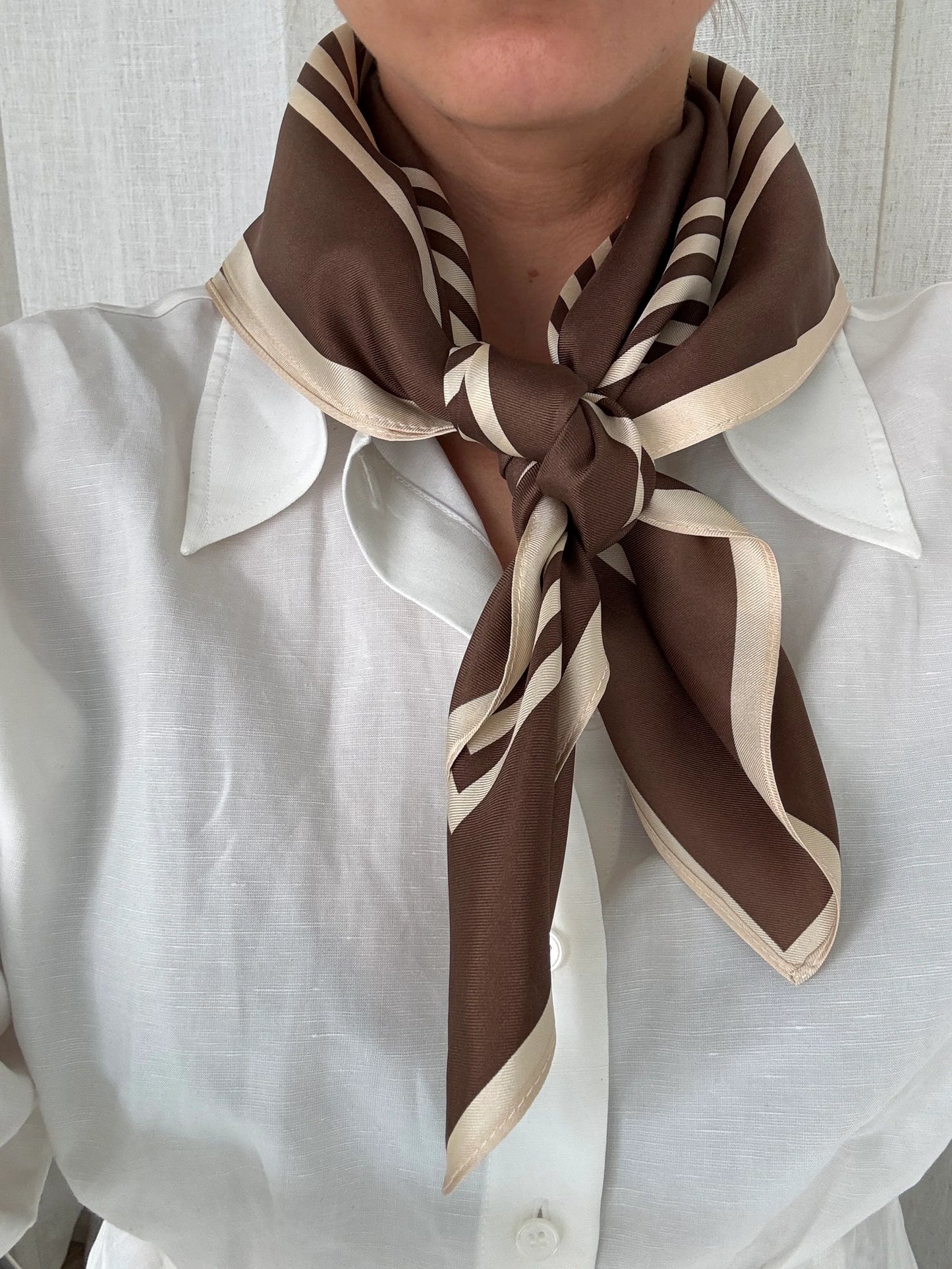 Lescarf Striped Scarf | Mocha Mousse & Cream | 65 CM