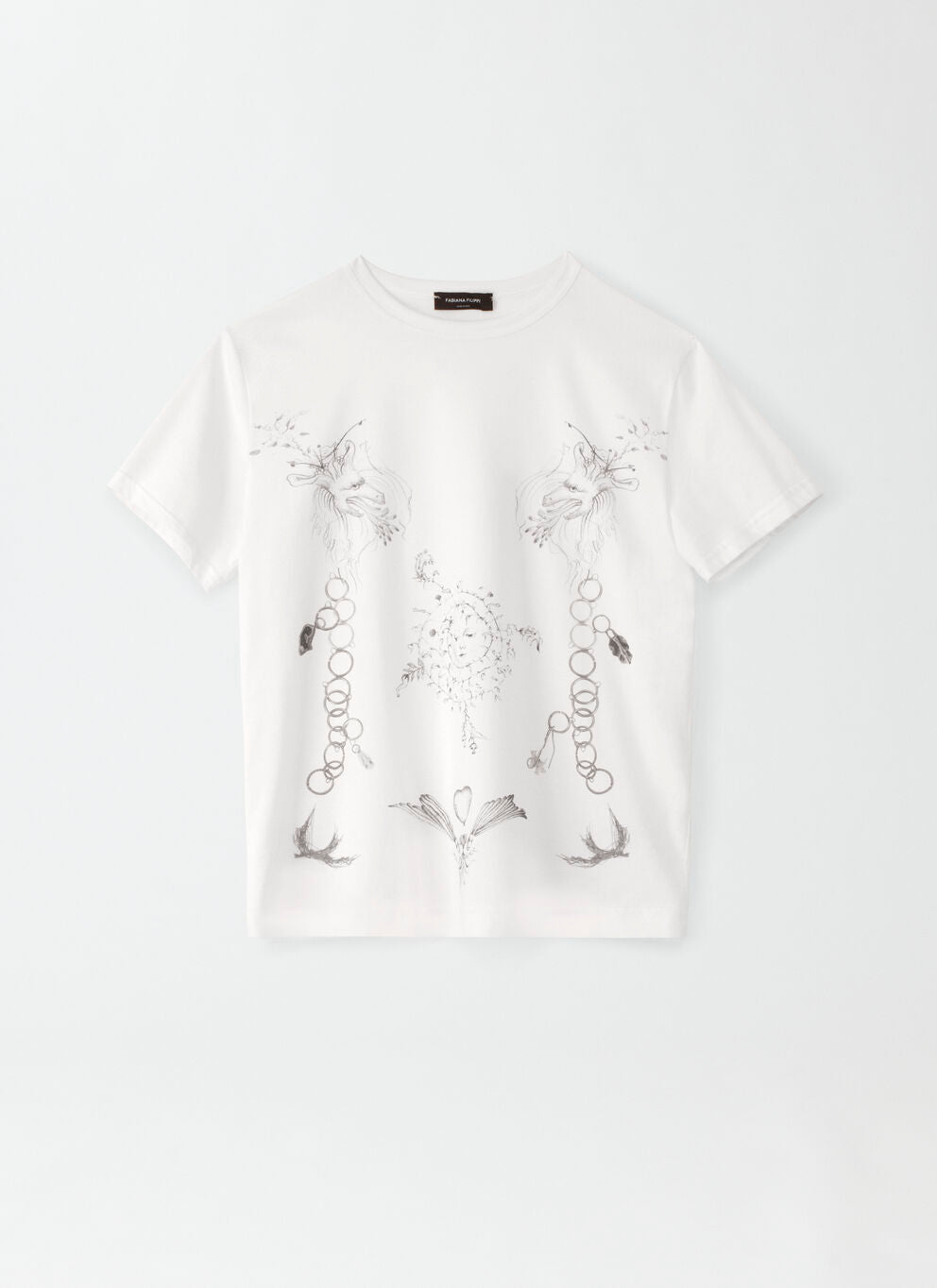 Jersey Delicate  Printed  Cream T-Shirt