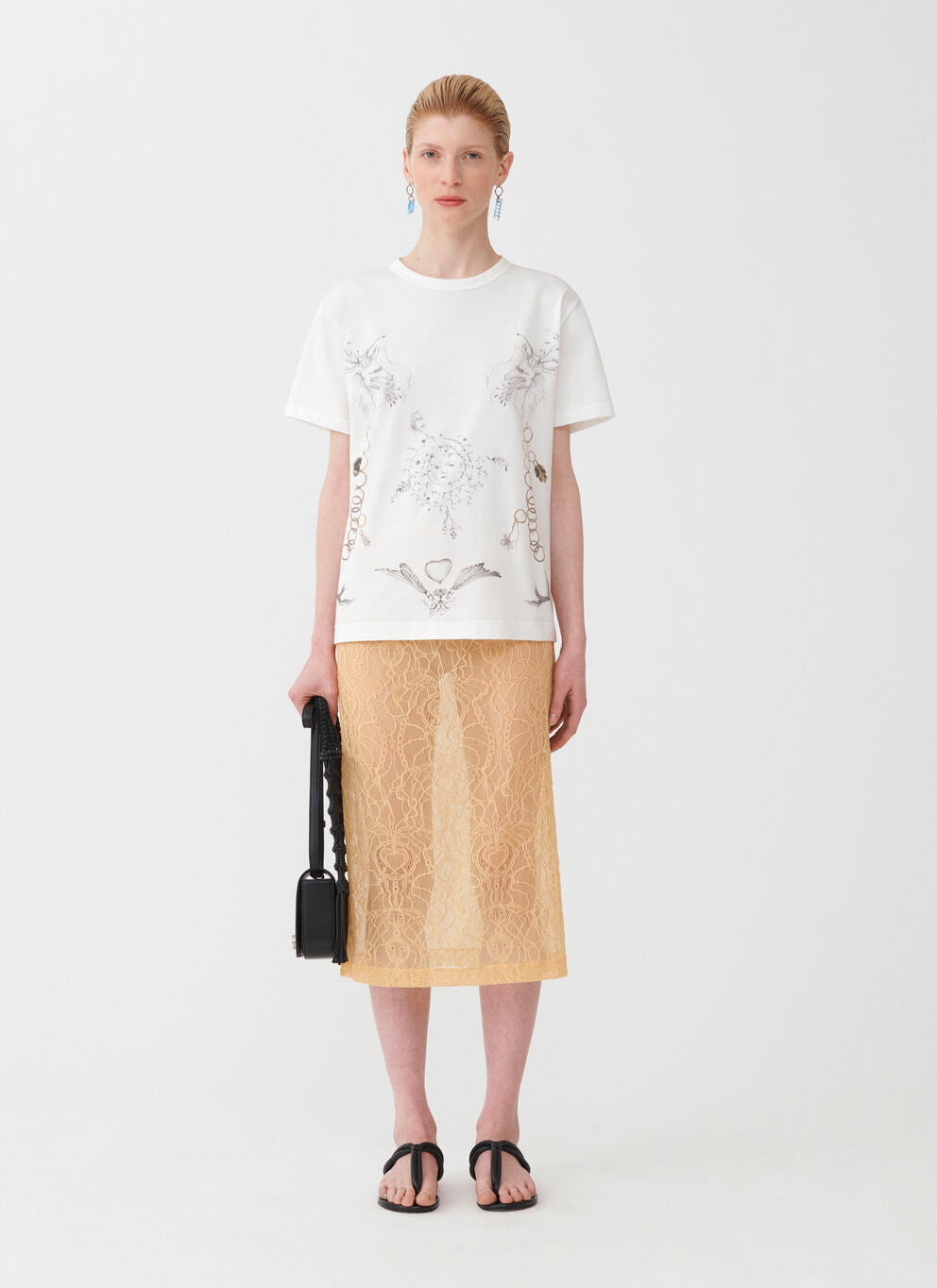 Jersey Delicate  Printed  Cream T-Shirt